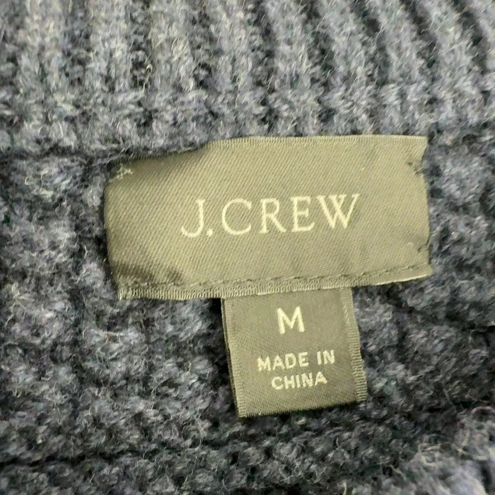 J‎ Crew Sweater Mens M Navy 100 Cotton Cable Knit Crewneck Classic Preppy